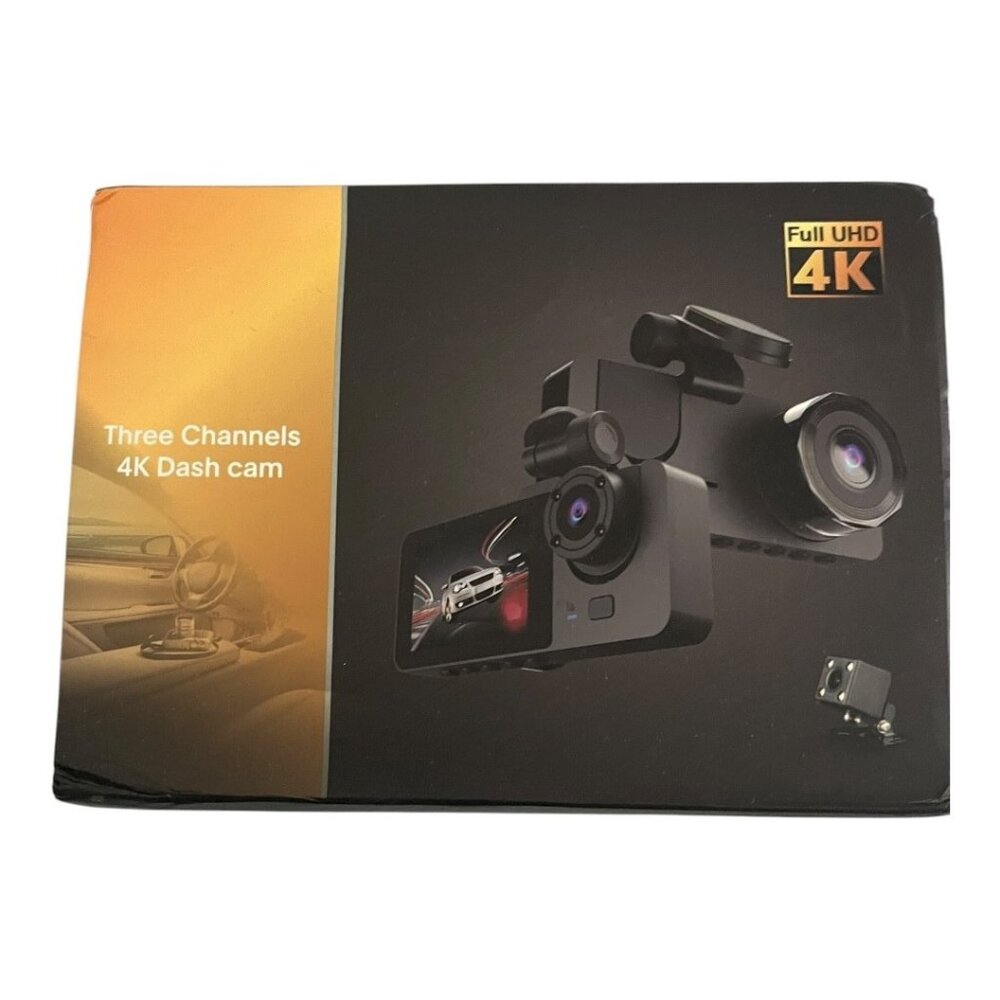 Dash Cam Three Channels 4K‎ HD Cars 170° Wide Angle Full UHD Vehicle Camera